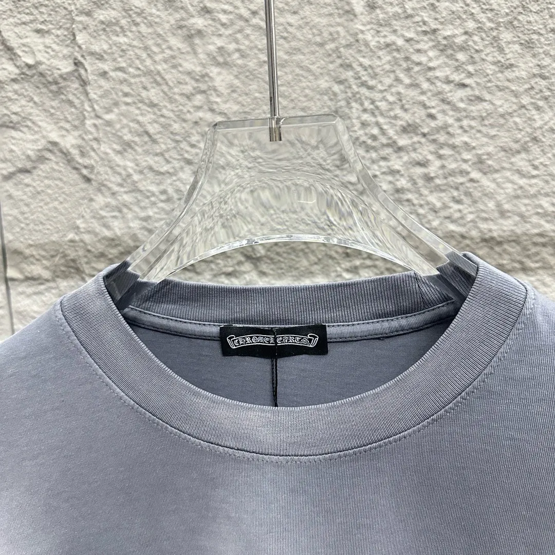 🅿️190 CH Crow* Heart 2025 Summer New Style Heavy pickling with gradient distressing Chest logo Classic printing Customized fabric Short-sleeved T-shirt Unisex Size: S M L